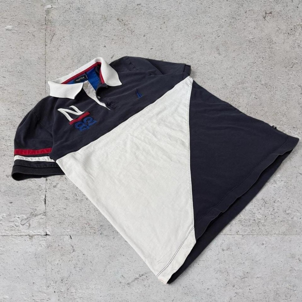 Mens vintage Y2K Nautica Numbered embroidered polo size XL